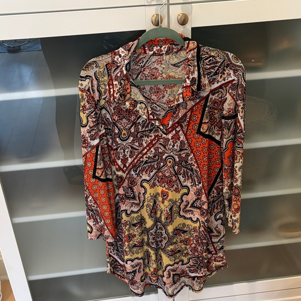 Attitudes by Renee Multicolor Paisley Blouse